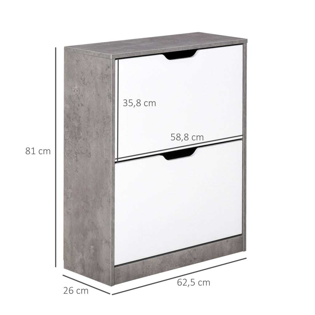 Scarpiera mobile ingresso ¨C Xylo ¨C 2 ante, grigio e bianco, 62.5x26x81 cm