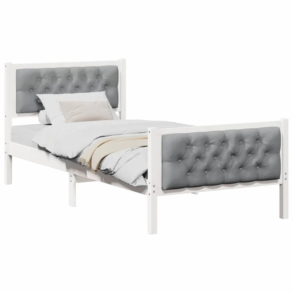 Letto singolo | Letto per adulti | Struttura del letto Grigio chiaro 90 x 190 cm Pino massello