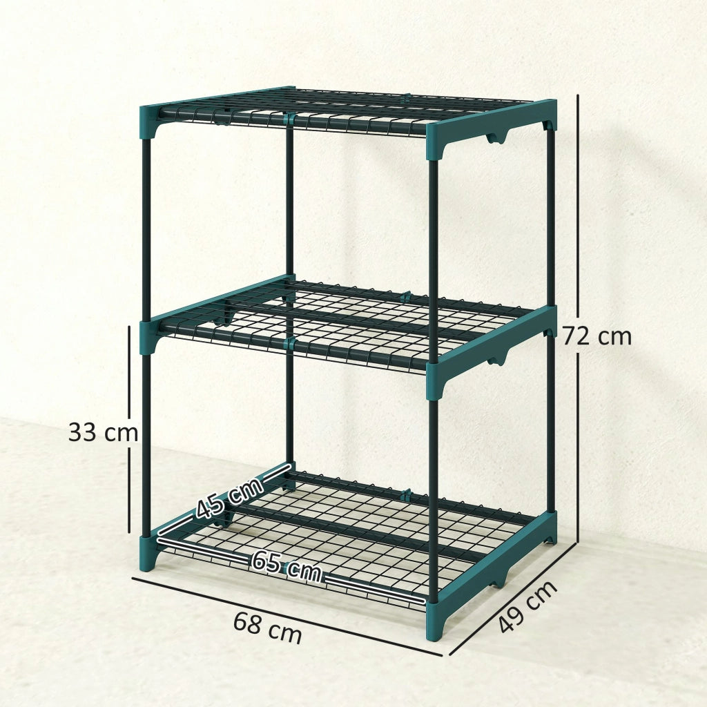 Portapiante 3 Ripiani ¨C Zephmum ¨C Verde Scuro Acciaio 72 cm
