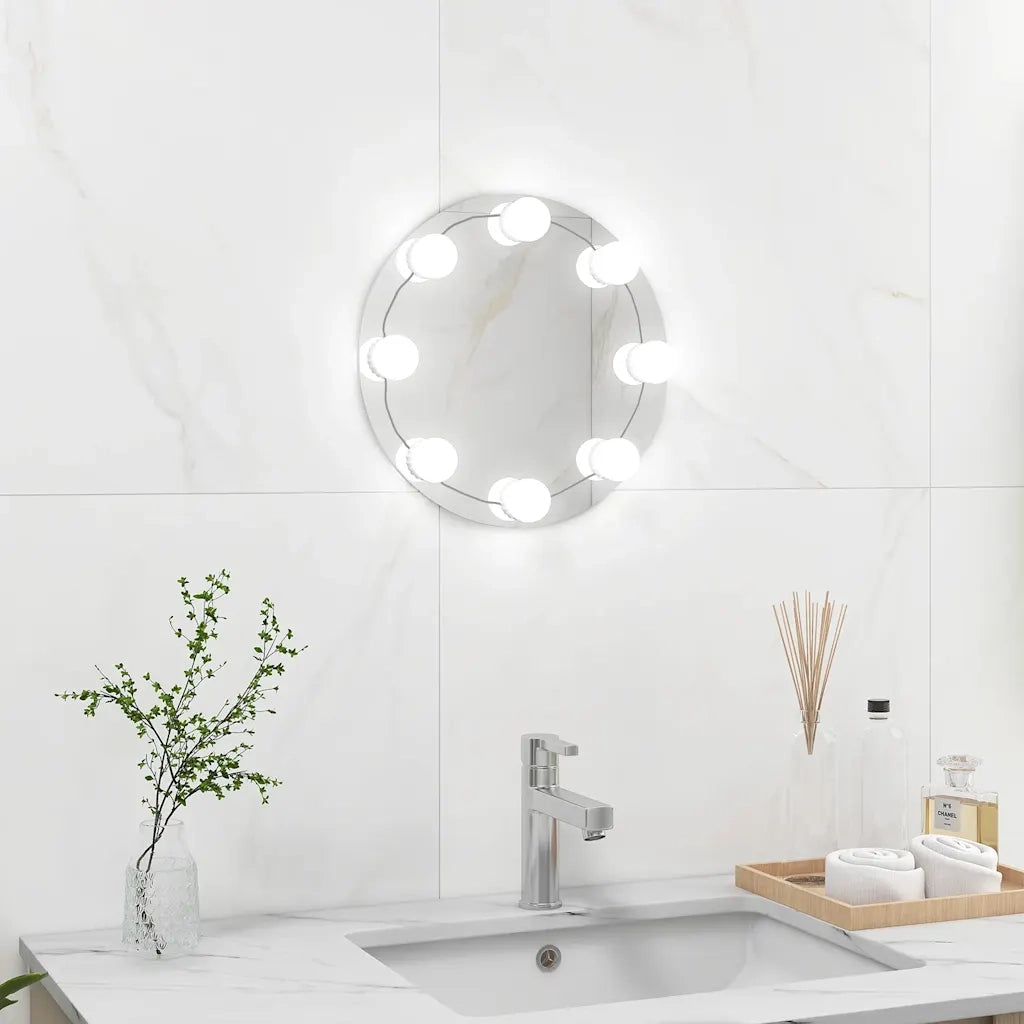 Specchio da Parete | Specchio decorativo Rotondo Senza Cornice con Luci LED in Vetro