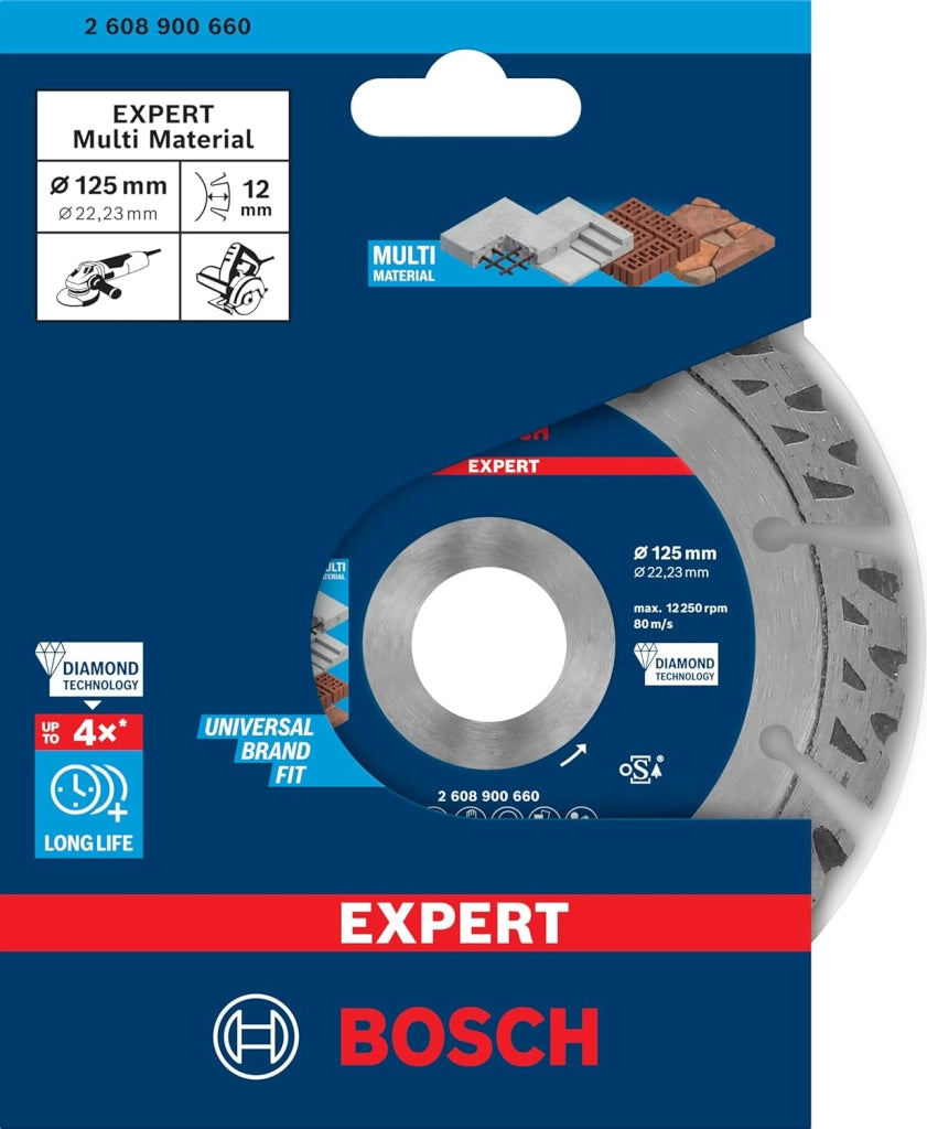Bosch Professional 1x Dischi diamantati Expert MultiMaterial (per Calcestruzzo, Ø 125 mm, accessorio Smerigliatrice angolare piccola)