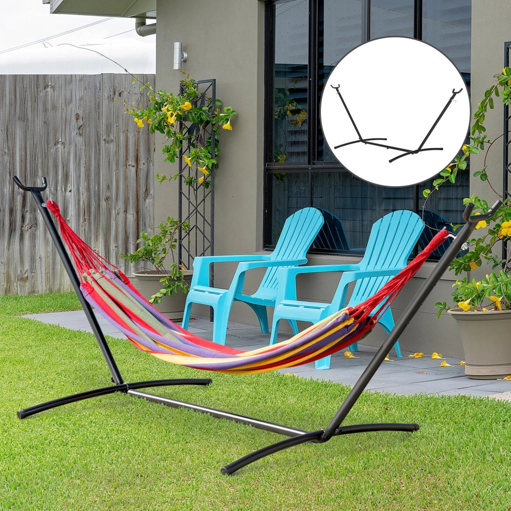 Supporto per amaca in metallo ¨C Zephmum ¨C Nero, regolabile in altezza, 280x117x110 cm