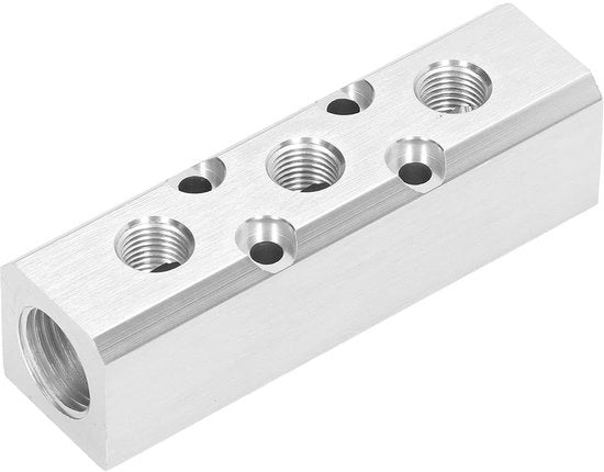 Distributore di aria in alluminio - Distributore pneumatico - Leggero - Resistente alla corrosione - Adatto per compressori - Distribuzione di aria efficiente - Blocco di distribuzione di aria