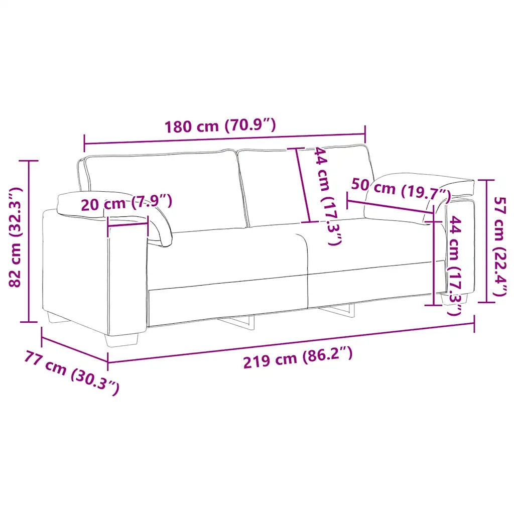 Divano a 3 Posti rosa 220x77x82 cm in Velluto 4105280