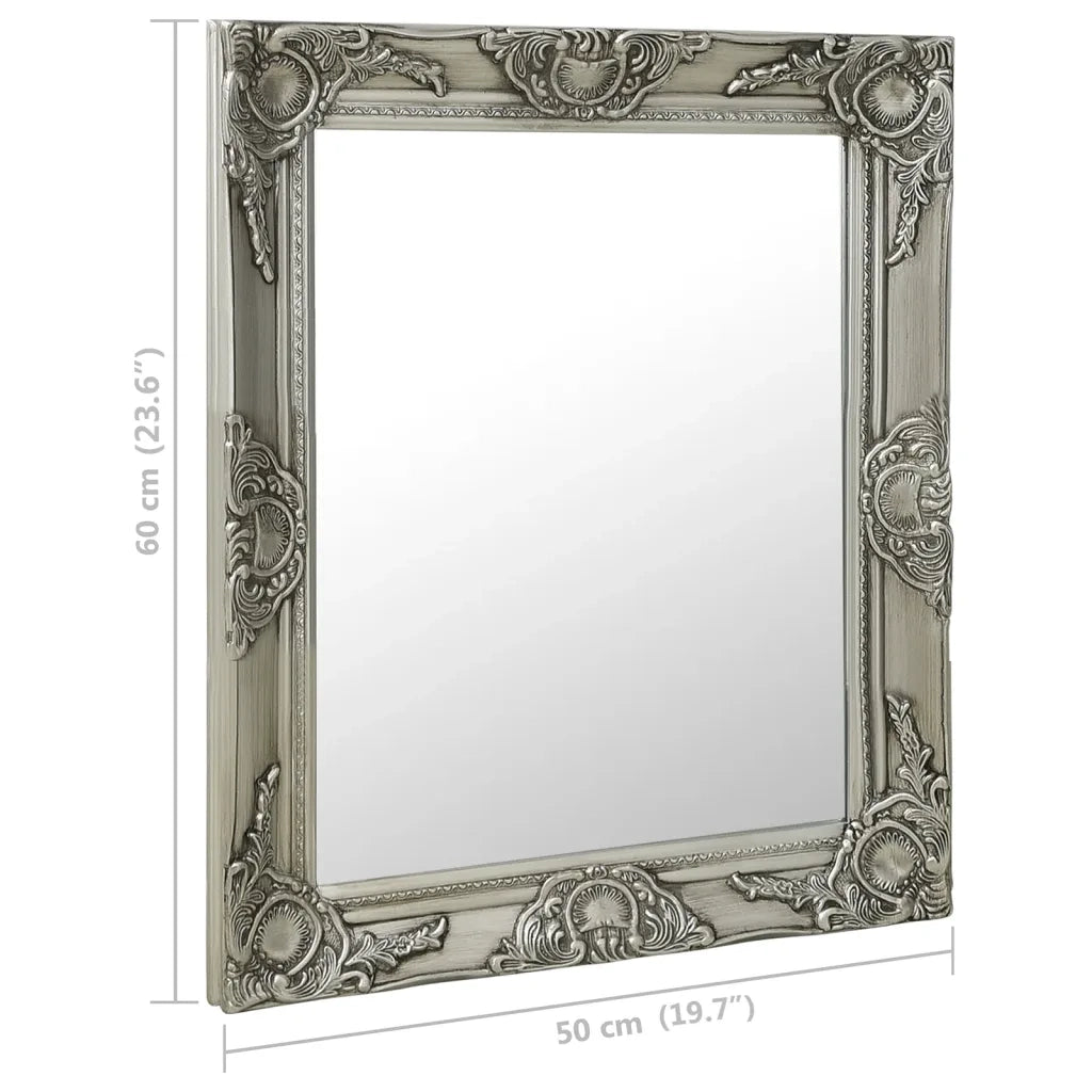 Specchio da Parete Stile Barocco 50x60 cm Argento 320318