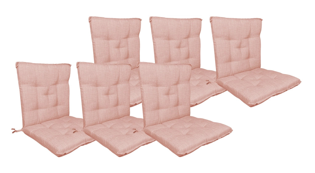Set Cuscini Sedia Con Schienale Imbottiti Con Laccetti Banda Elastica 40 x 80 Cm Cipria - 6 Pezzi