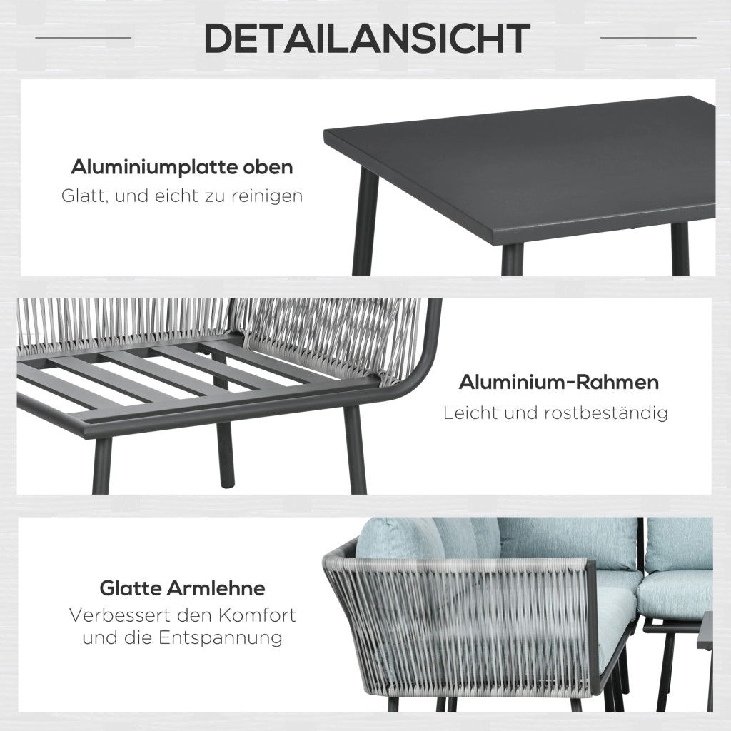 Set Giardino Polyrattan 4 Posti con Cuscini ¨C Minimal ¨C Grigio