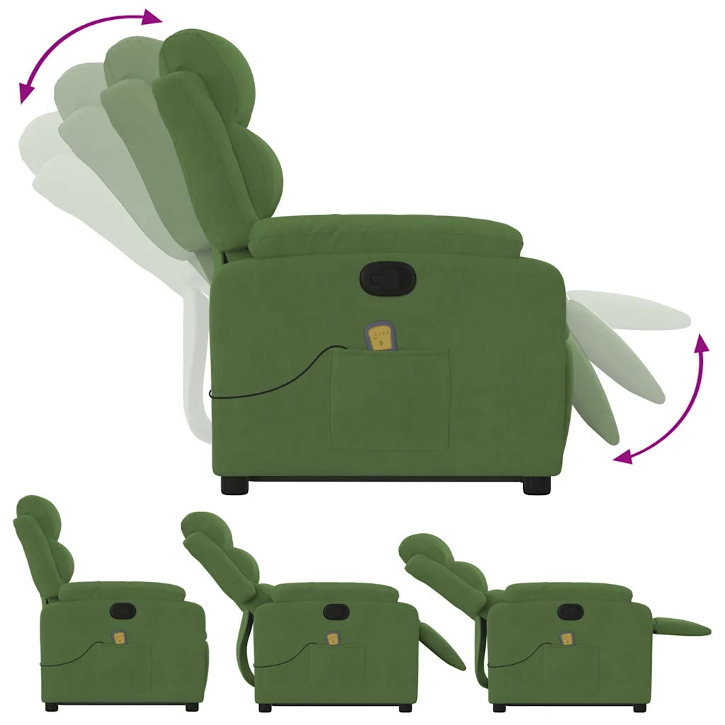 Poltrona Alzapersona Reclinabile Verde Chiaro in Velluto 3205106