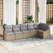 Set di divani con cuscino 6 pcs Beige polyrattan 3346740