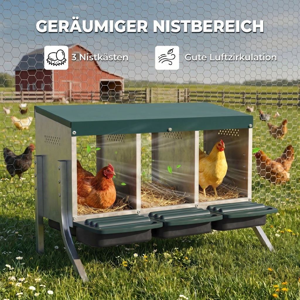 Nido per Galline con 3 Scomparti ¨C Xylo ¨C 84x55x61 cm Argento
