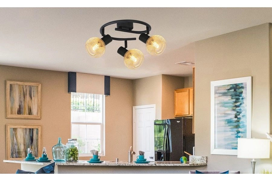 Plafoniera Loretto Reality nera/oro 3 luci E14 metallo