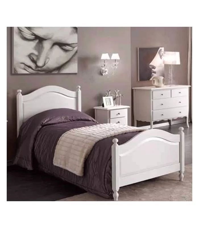 Letto singolo classico shabby bianco 100x212x112 (6072) - Mobili 2G