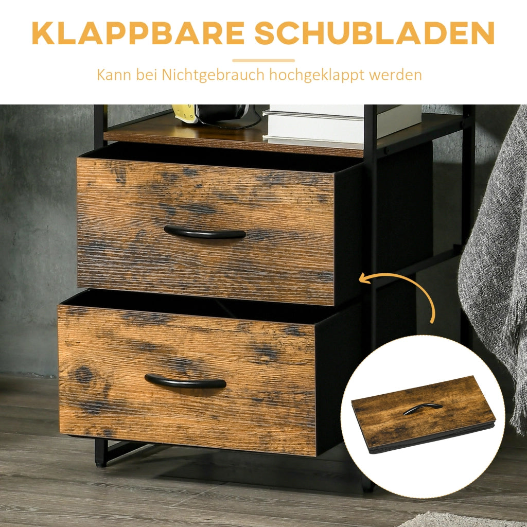 Armadio per soggiorno con cassetti in tessuto ¨C Minimal ¨C MDF, struttura in acciaio, marrone