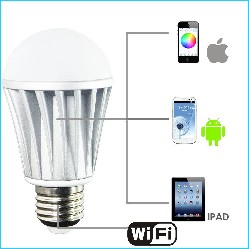 Trade Shop - Lampada Led Wifi Luce Bianca Rgb Multicolor E27 Telecomando Rf Modulo Smartphone -