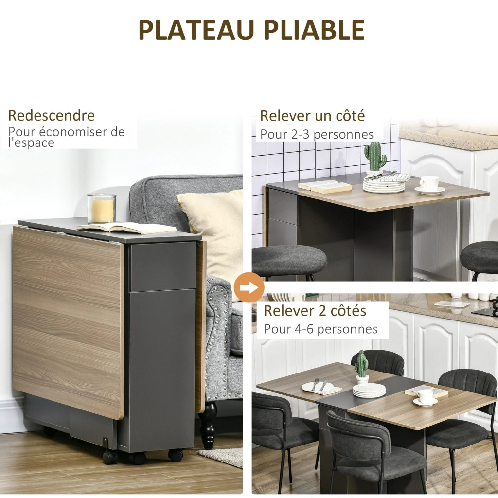 Tavolo da pranzo pieghevole con rotelle e cassetti ¨C Xylo ¨C Bianco 76x140x74 cm