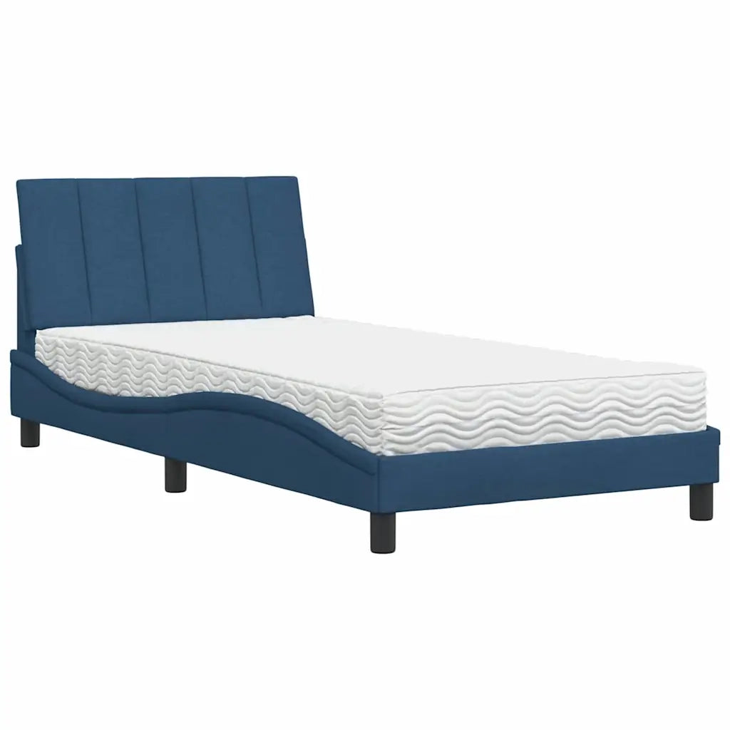 Letto con Materasso Hanko Blu 100x200 cm in Tessuto 3310516