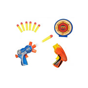 Trade Shop - Set 2 Pistole A Tripla Canna Con 6 Dardi Soft E Doppio Bersaglio Armi Giocattolo -