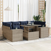 Set Divani da Giardino 7pz con Cuscini Grigio Polyrattan Acacia 3326752