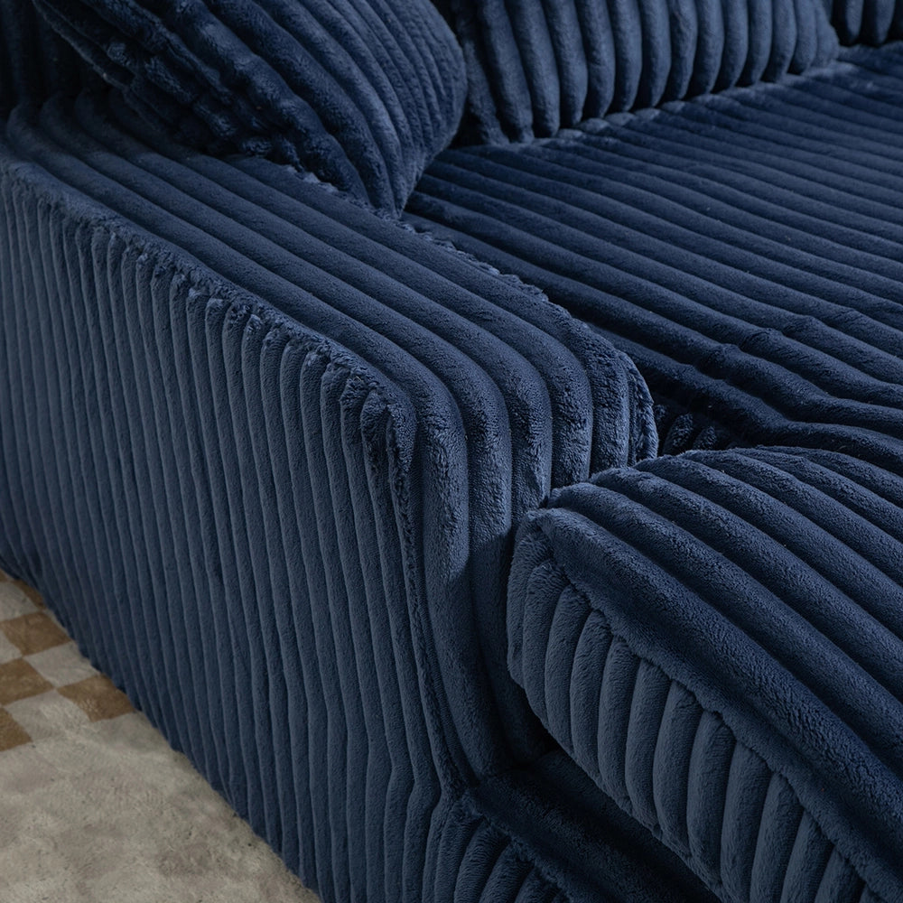 Cloud couch - Xylo - Velluto coste 3 cuscini blu scuro
