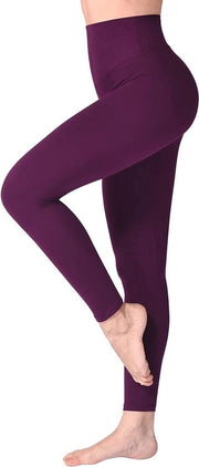 Leggins con Alta Cintura per Donne - morbido e non trasparente Leggins per il controllo della pancia, maglia plus per allenamento, ginnastica e yoga - colore viola - misura L,XL