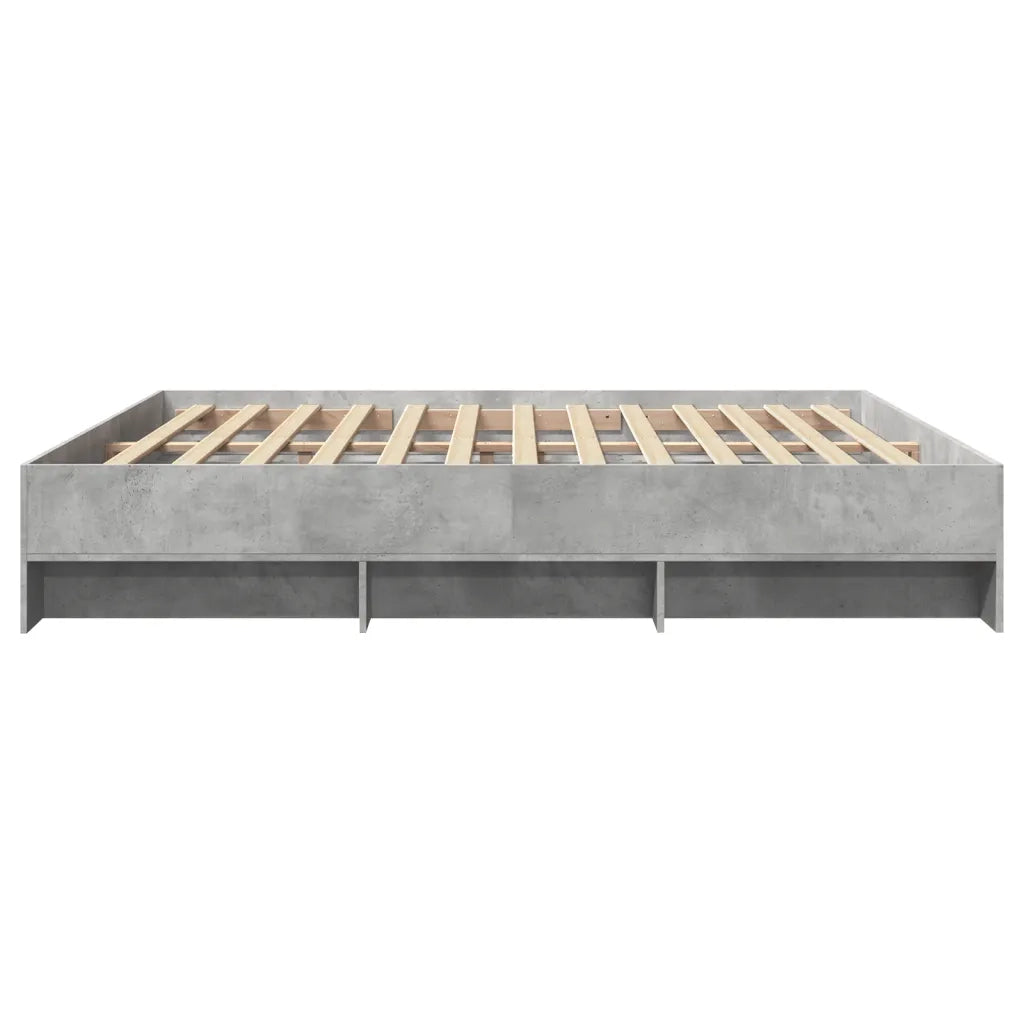 Letto matrimoniale | Letto per adulti | Giroletto Grigio Cemento 200x200 cm in Legno Multistrato