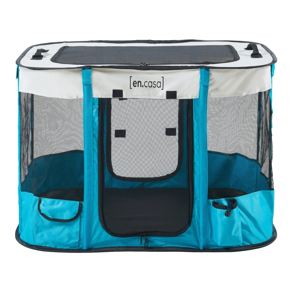 Box pieghevole per cani 80 x 60 x 55 cm blu 03_0010231