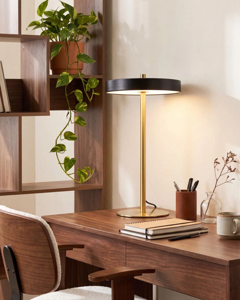 Lampada da tavolo a LED con base in metallo con dimmer nero in stile moderno