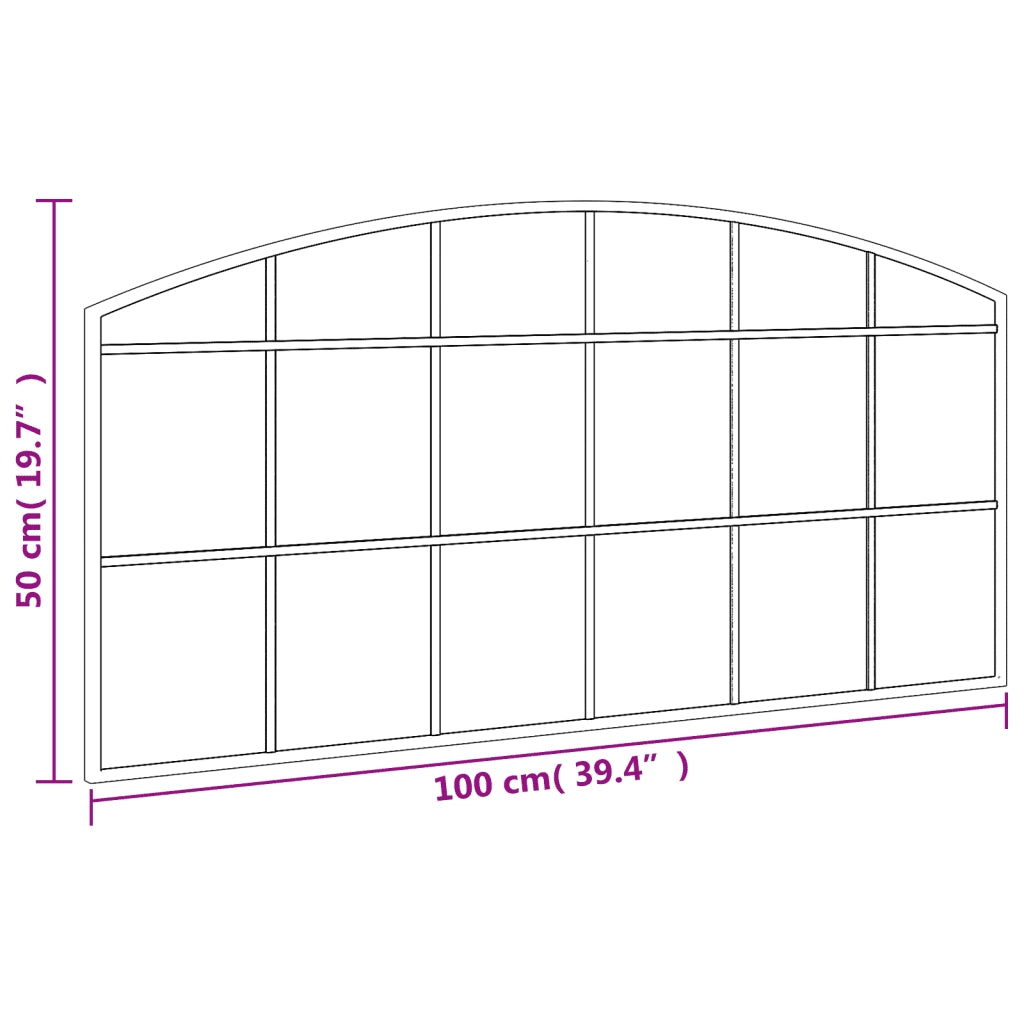 Specchio da Parete Nero 100x50 cm Arco in Ferro 358638