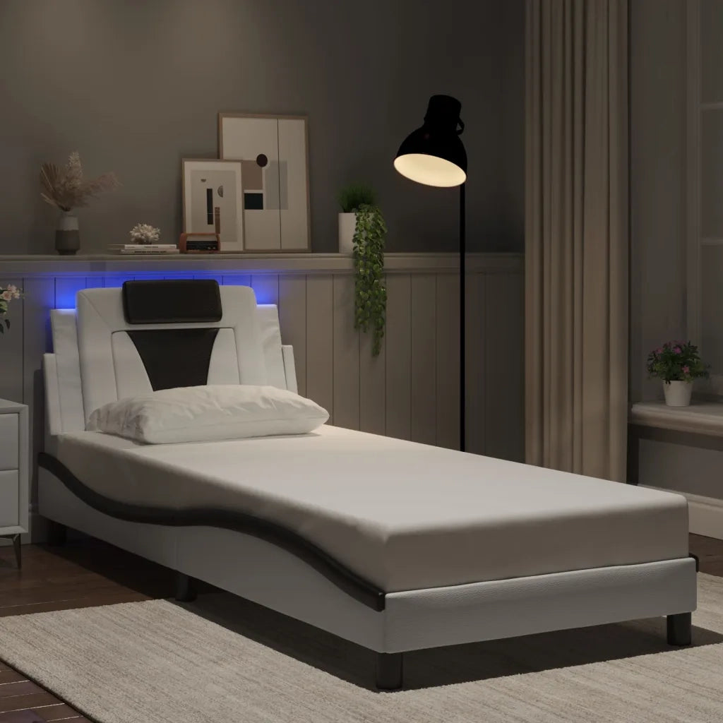 Giroletto Viana con LED senza Materasso Bianco e Nero 90x200 cm