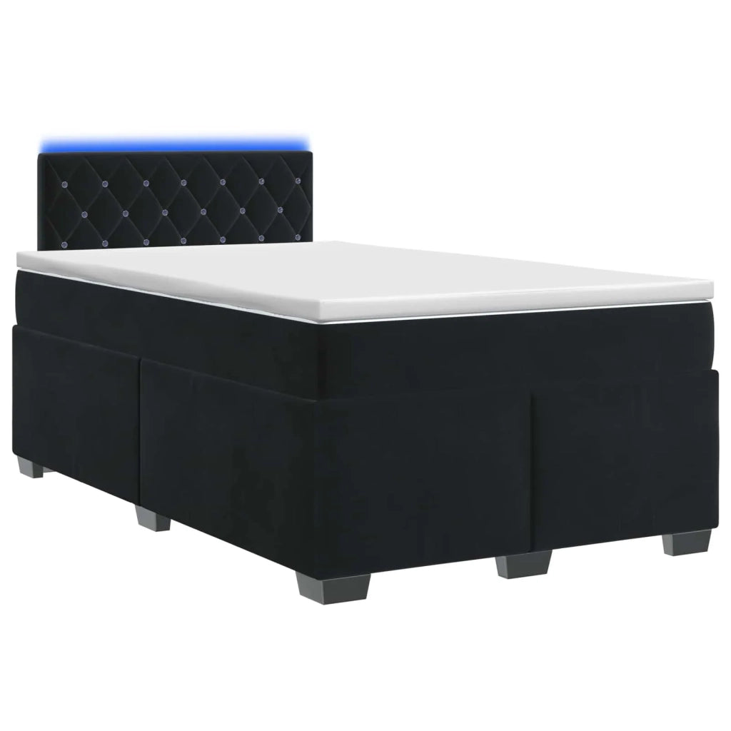 Letto con Box Spring, Materasso e LED Nero 120 x 190 cm Velluto 3452134