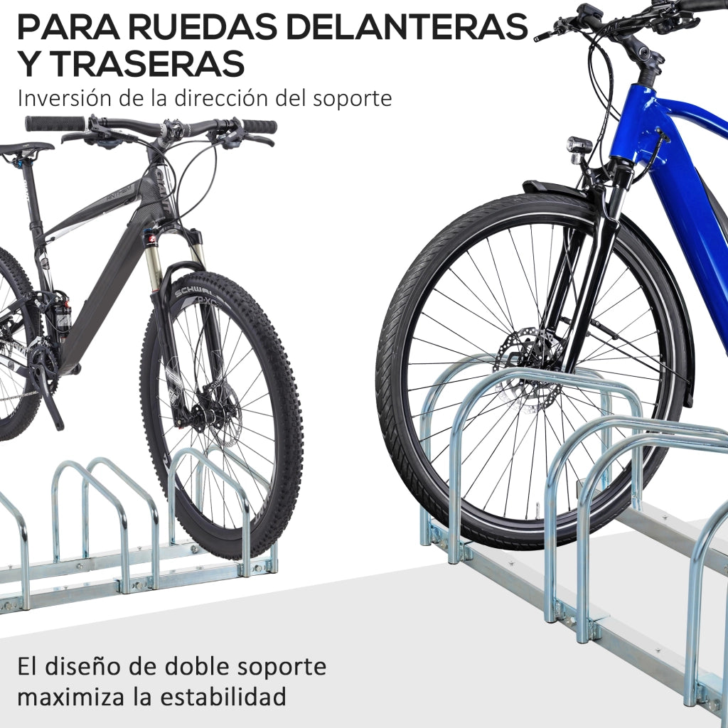 Rastrelliera Portabici da Pavimento o Parete ¨C Xylo ¨C 6 Posti Acciaio 179x33x27cm Argento