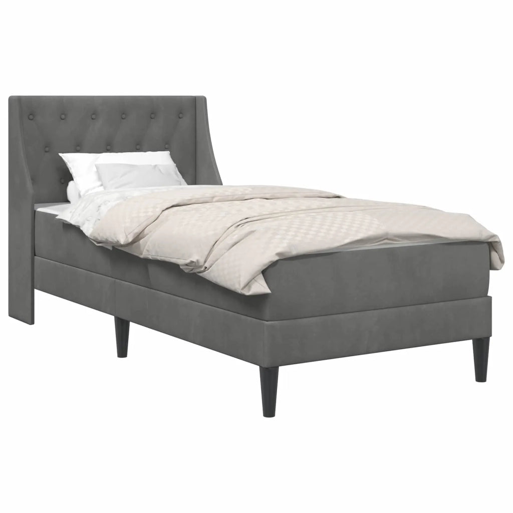 Struttura letto con materasso-Giroletto Grigio scuro 90 x 200 cm Velluto 491110
