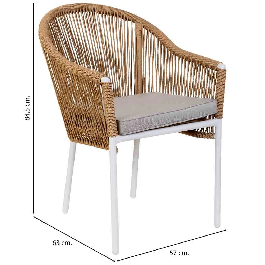 Sedia in rattan sintetico beige 57x63x84,5