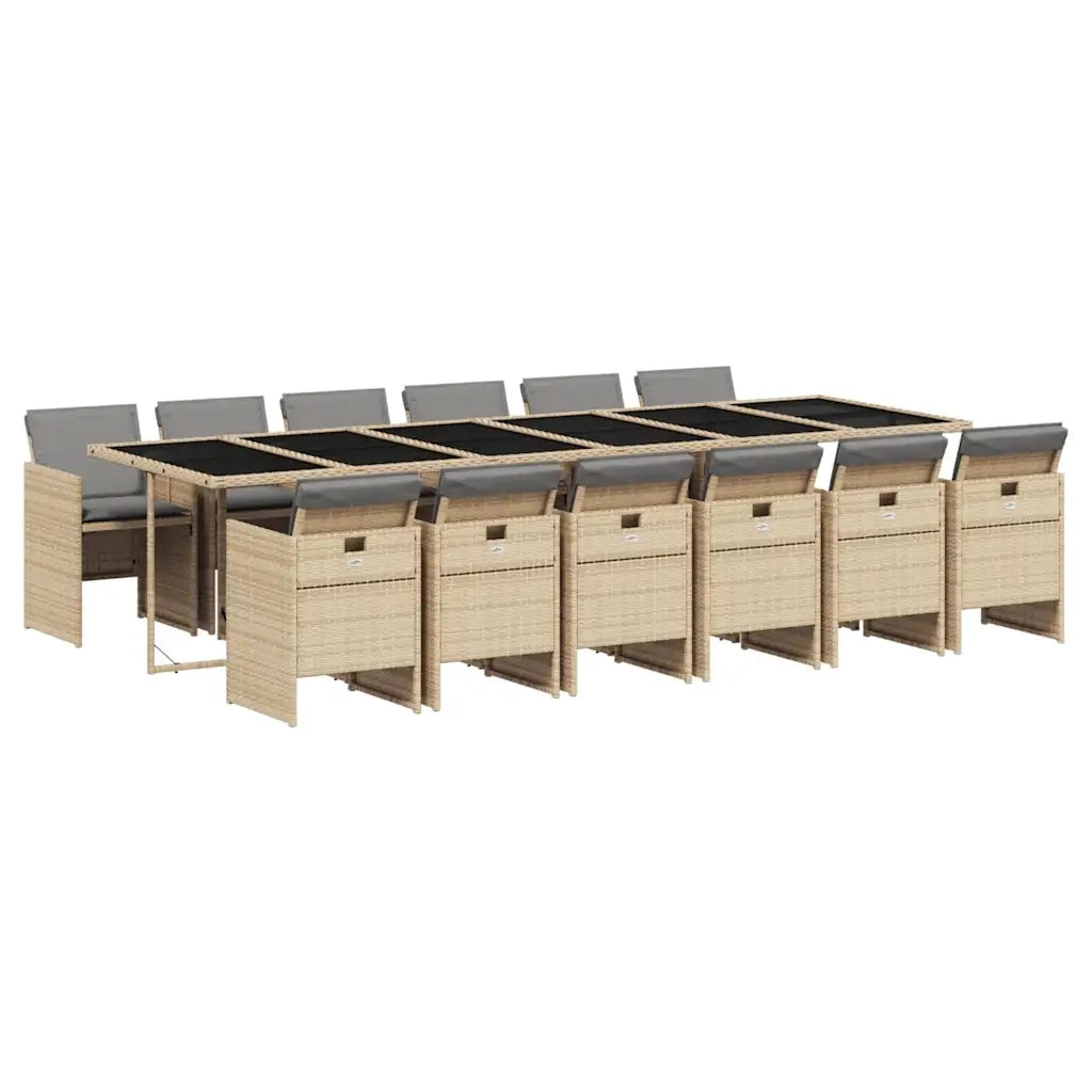 Set Pranzo da Giardino 13 pz con Cuscini Beige Misto Polyrattan 3210588