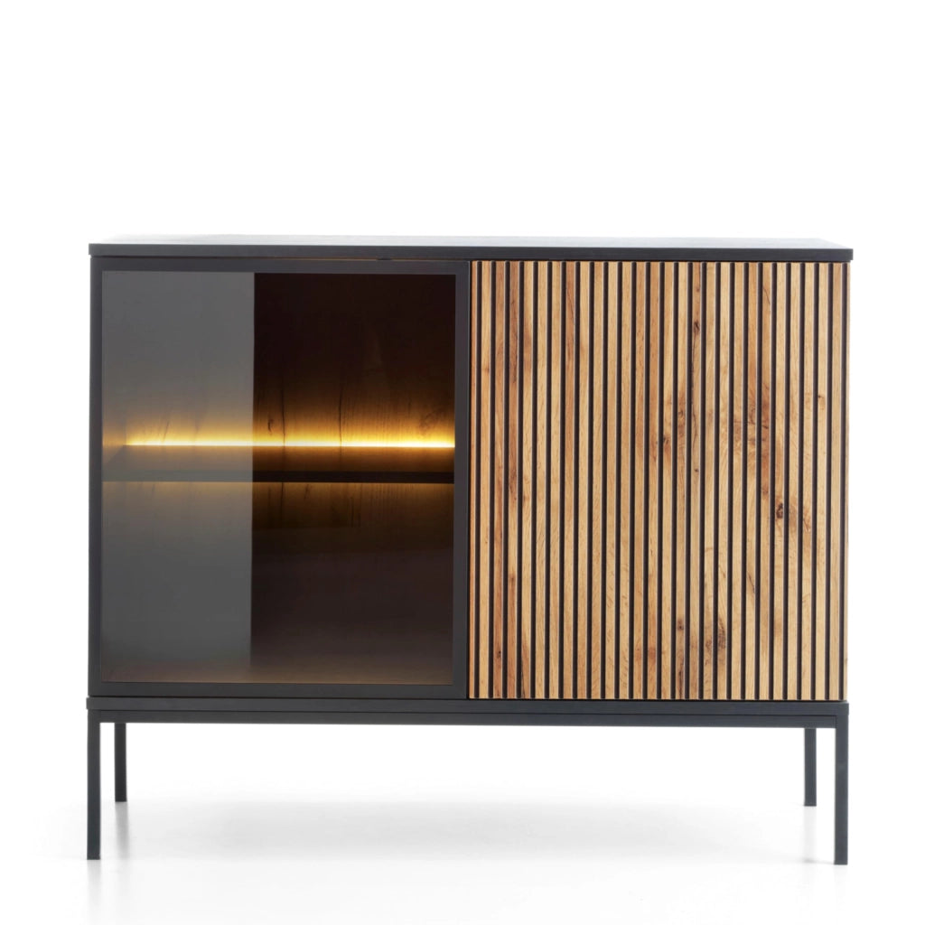 Komodee Cassettiera Laval K104 LED Nero/Rovere Wotan 104x83x39 cm