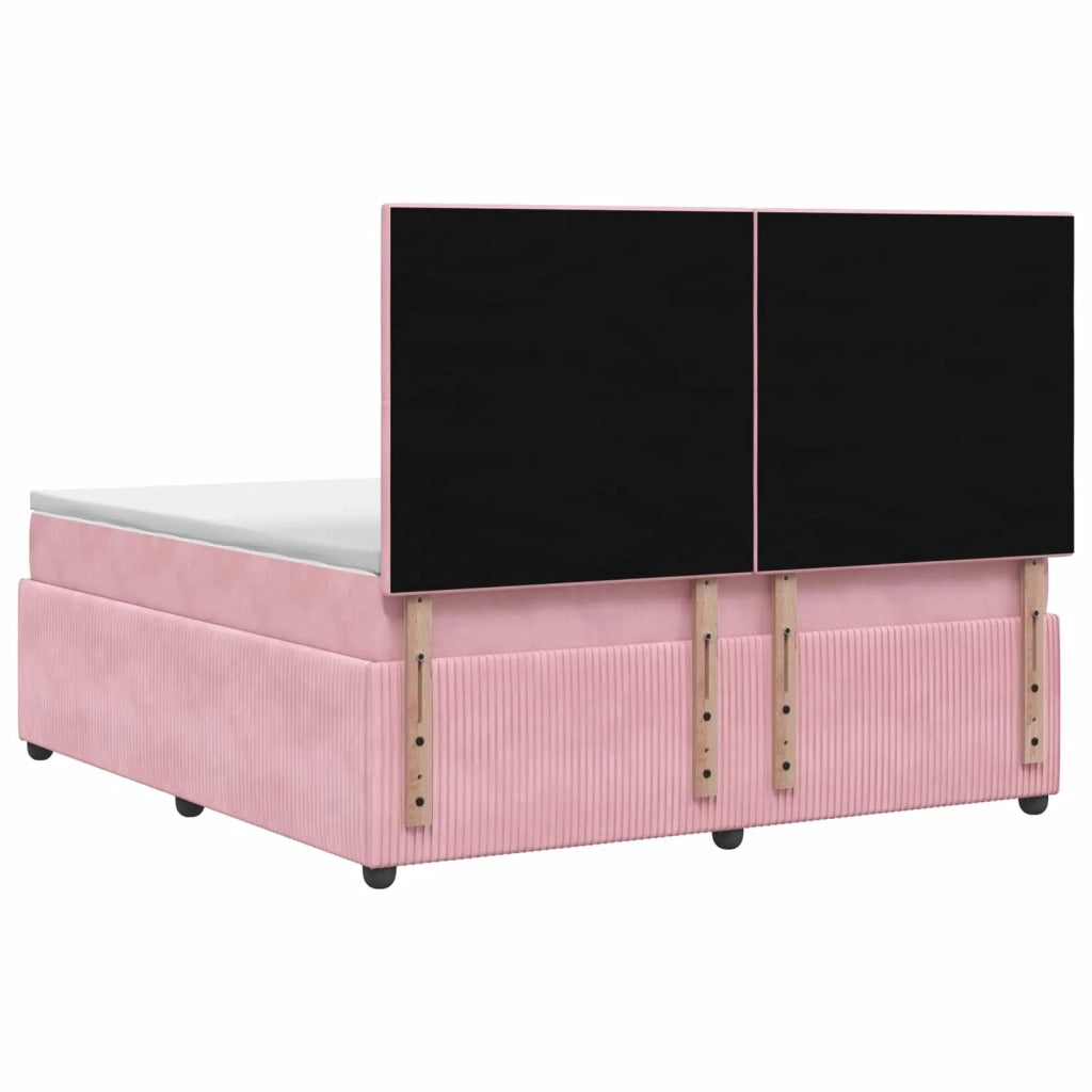 Letto box spring con materasso Rosa 140 x 200 cm Velluto 3454618
