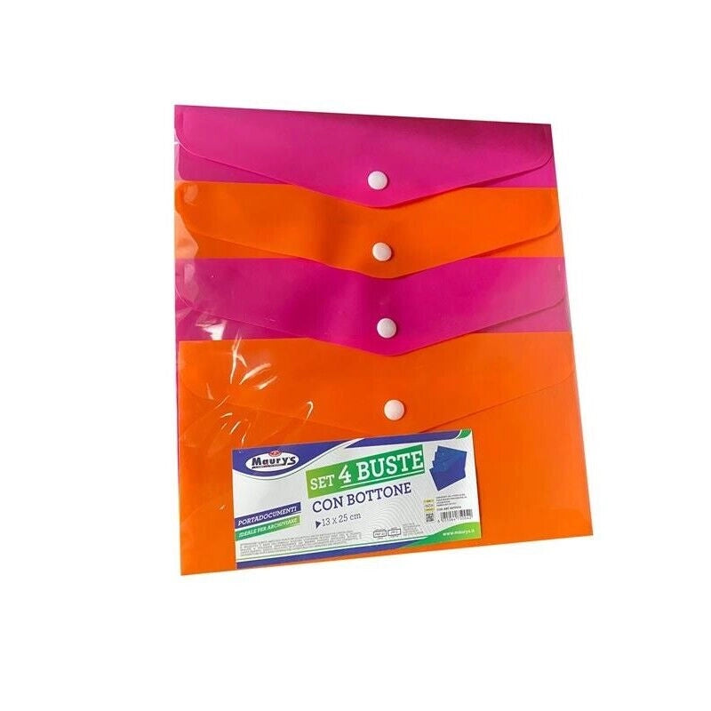 MAURY'S BUSTE PORTA DOCUMENTI CON BOTTONE CONFEZIONE DA 4 PEZZI