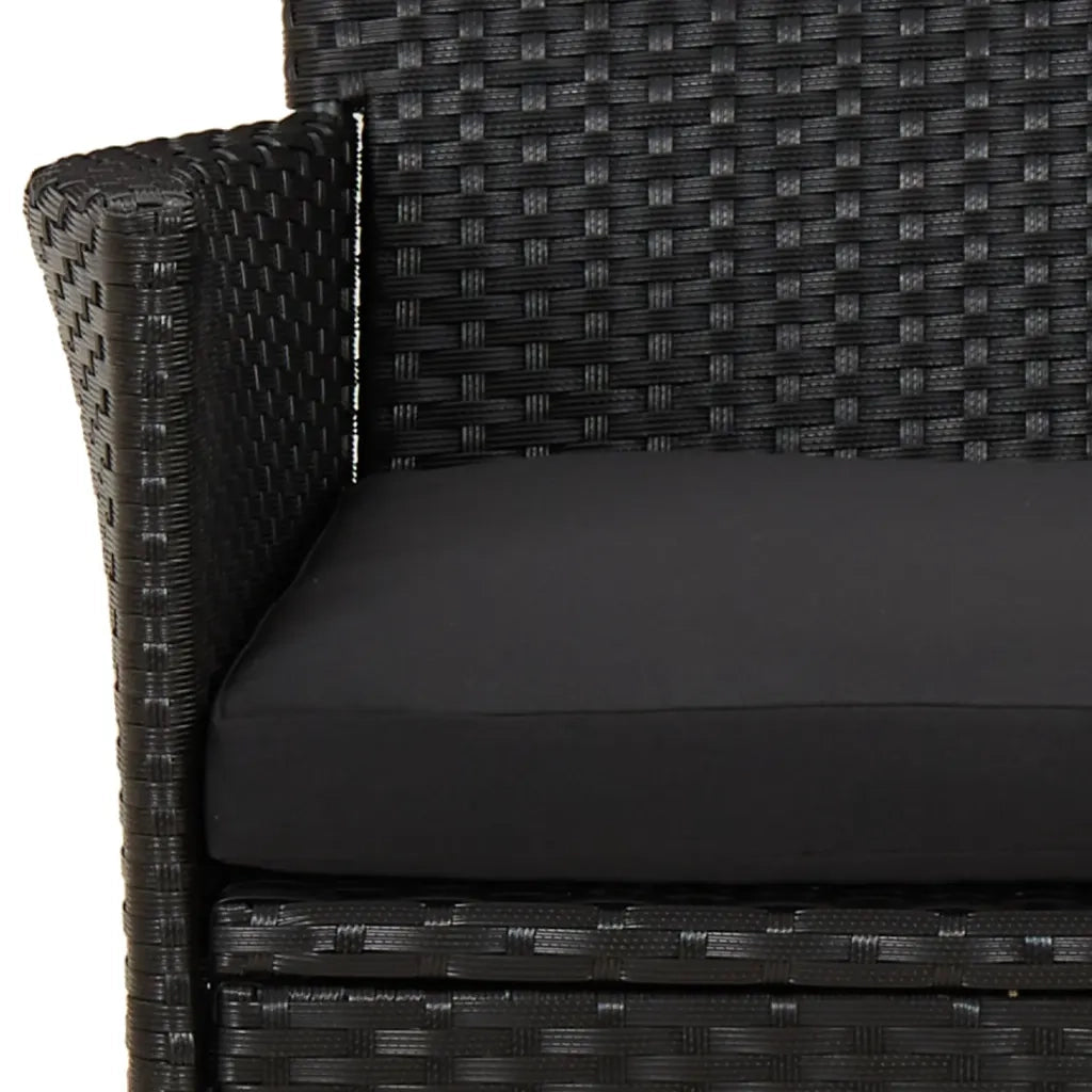 Set da Pranzo da Giardino 5 pz Nero con Cuscini in Polyrattan 3187397