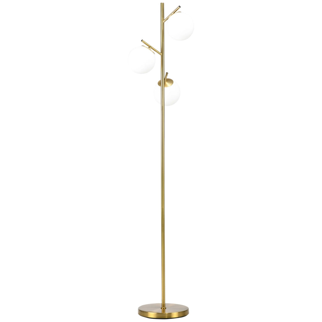 Lampada da terra moderna in ferro con 3 diffusori in vetro, 169 cm, attacco E27
