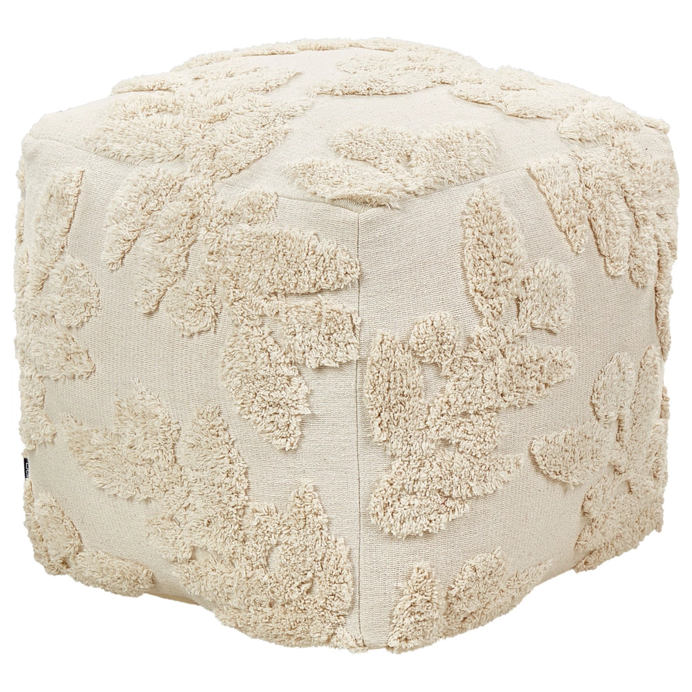 Pouf in cotone beige 45 x 45 x 45 cm con imbottitura in EPS Rivestimento spesso con motivo bohémien