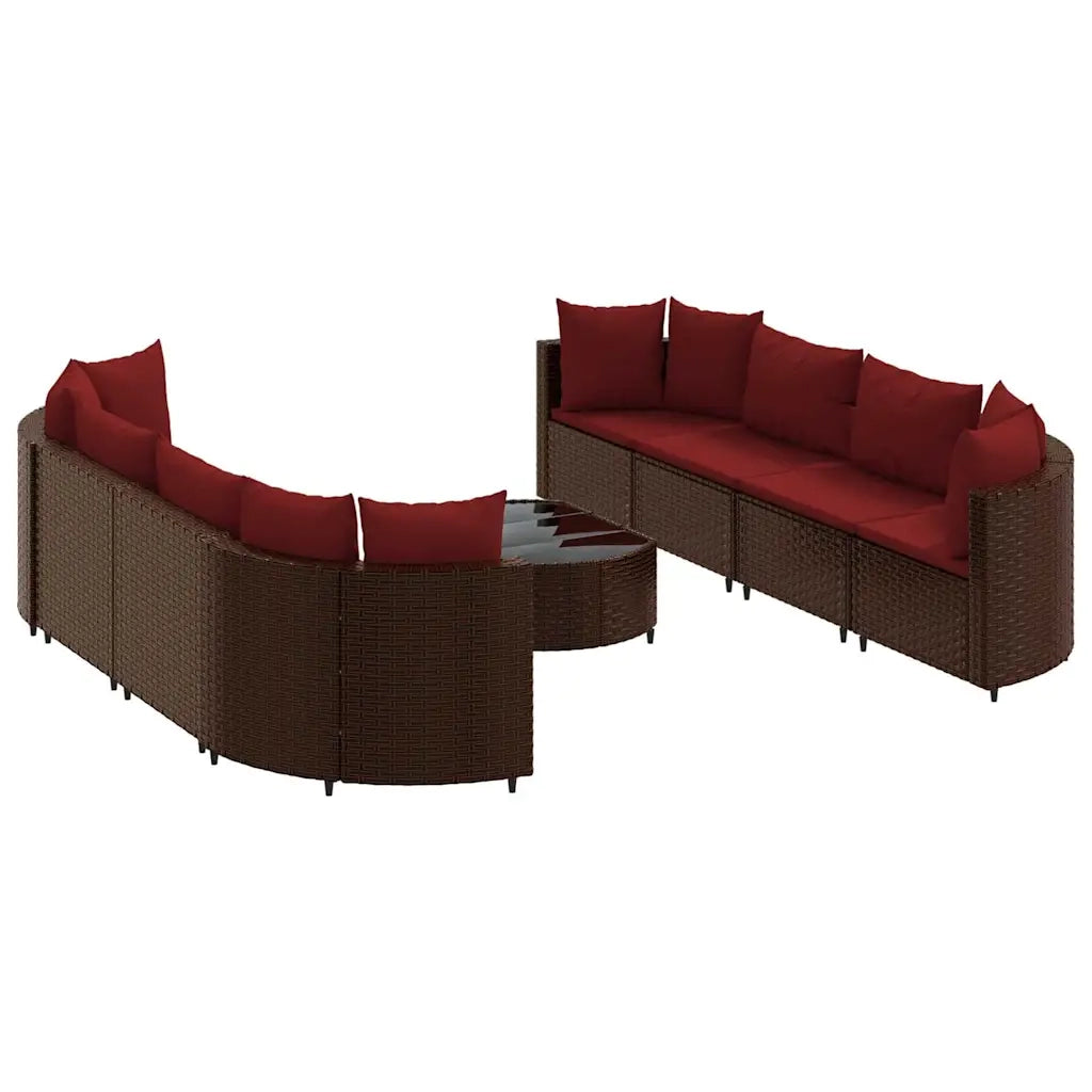 Set Divani da Giardino 9pz con Cuscini Marrone in Polyrattan 3308429