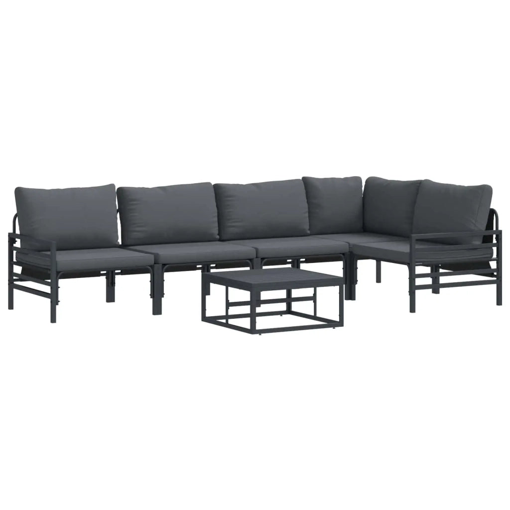 Set Divano da Giardino con cuscino 6 pcs Nero Acciaio 3378989