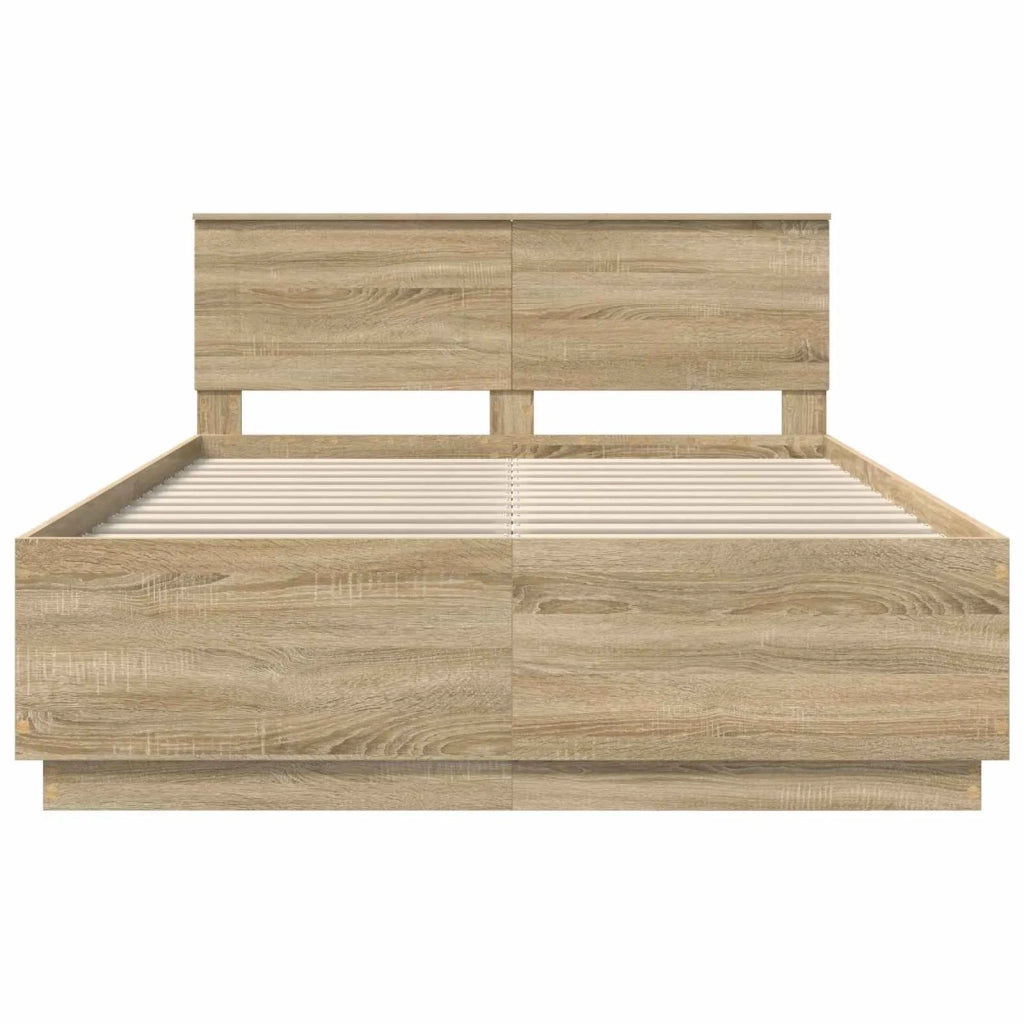 Letto matrimoniale | Letto per adulti | Struttura del letto con testiera Rovere Sonoma 140 x 200 cm