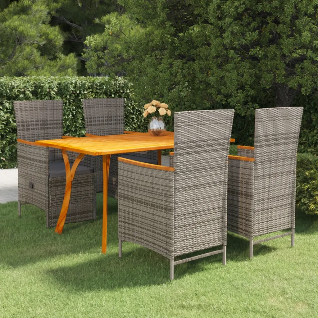 Set Mobili da Pranzo per Giardino 5 pz Grigio 3072144