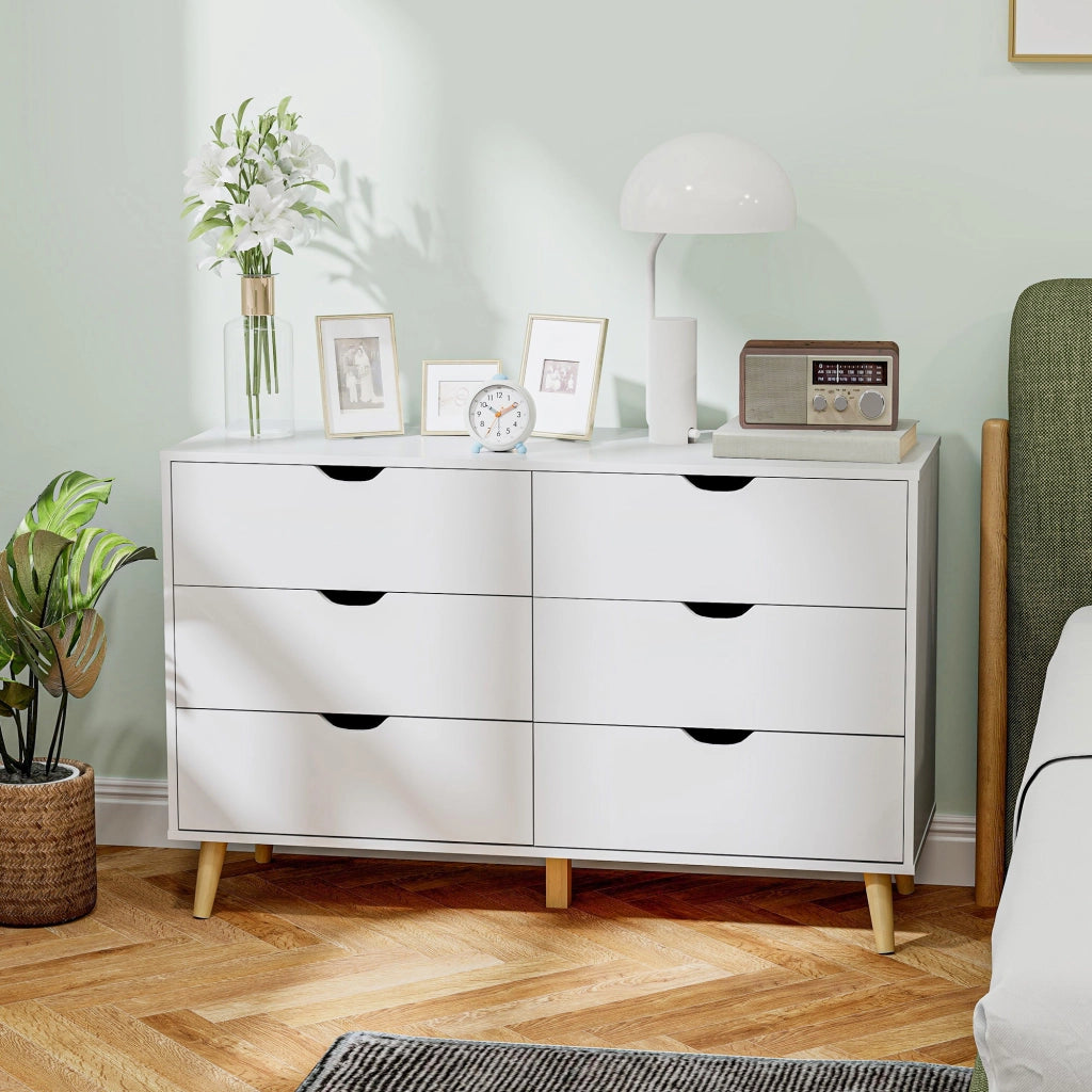Cassettiera con 6 Cassetti Moderna ¨C Minimal ¨C Bianco 120x40x76 cm