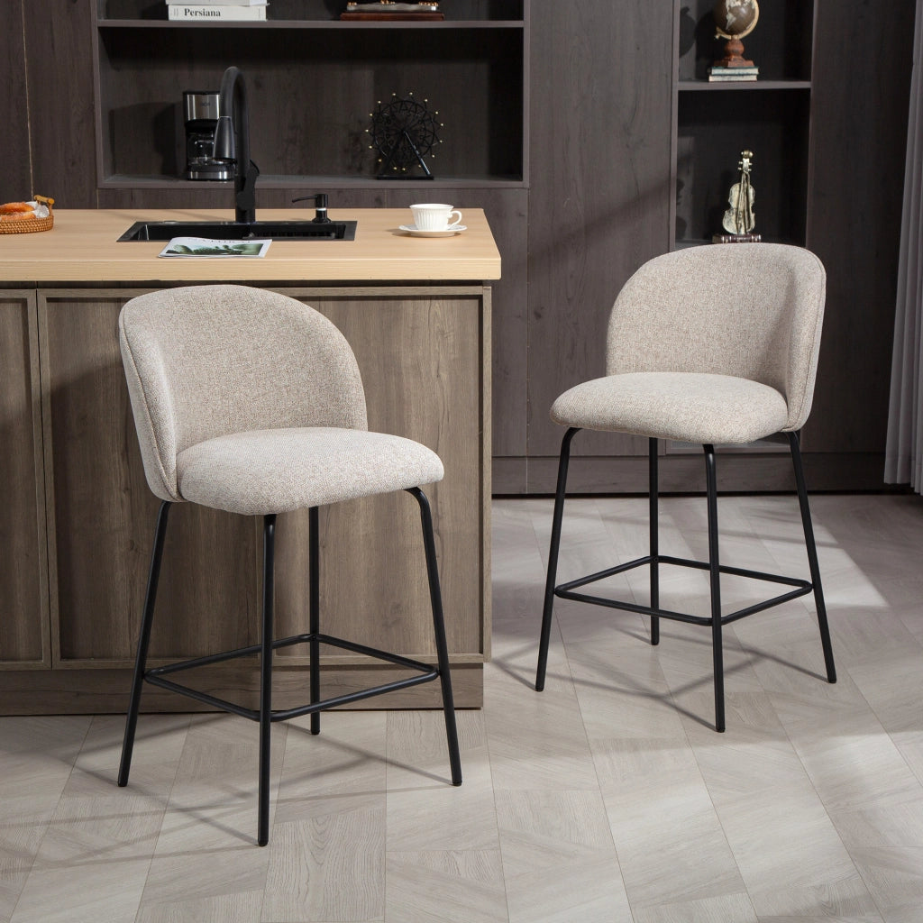 Sgabello da bar imbottito con schienale e poggiapiedi ¨C Minimal ¨C grigio chiaro