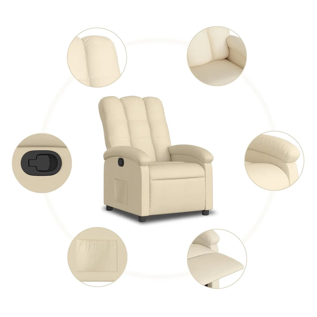 Poltrona reclinabile in tessuto color crema 3205383
