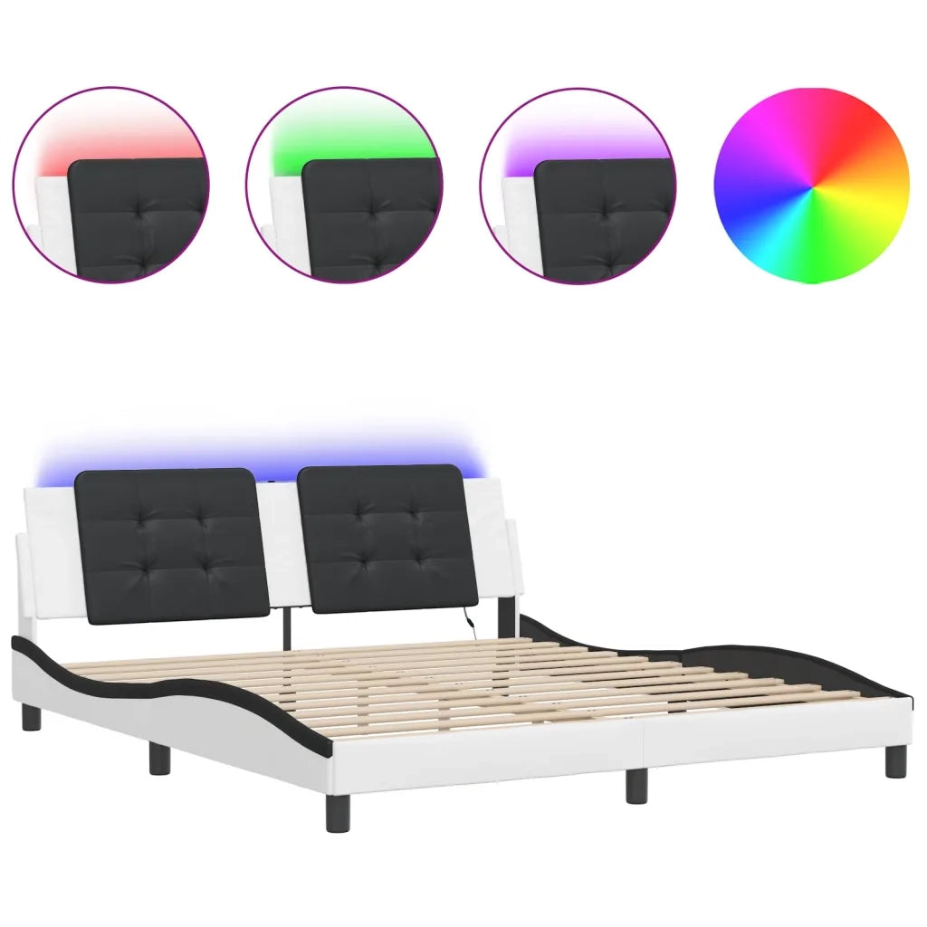 Giroletto con LED senza Materasso Zadar Bianco e Nero 180x200 cm