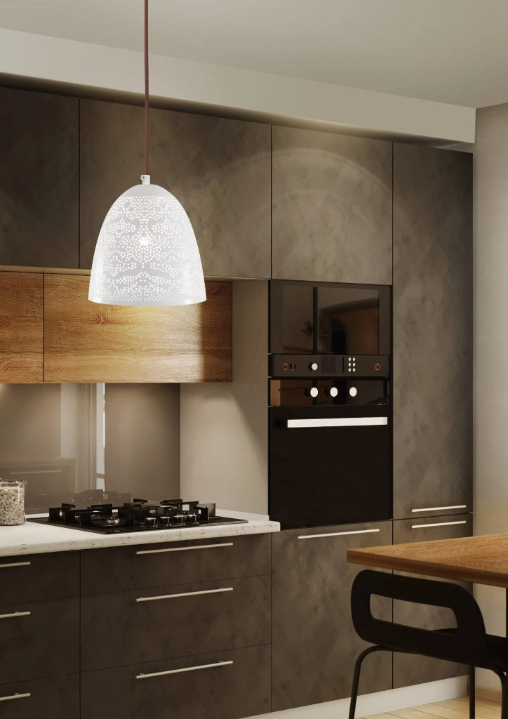 Lampada a sospensione Candellux Bene bianca metallo E27 Ø20cm