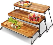 Stand per Torta a 3 Livelli in Legno per Display di Dessert per Feste a Casa - Tavoli per Formaggi e Salumi - 16.9x7.9x3.0in